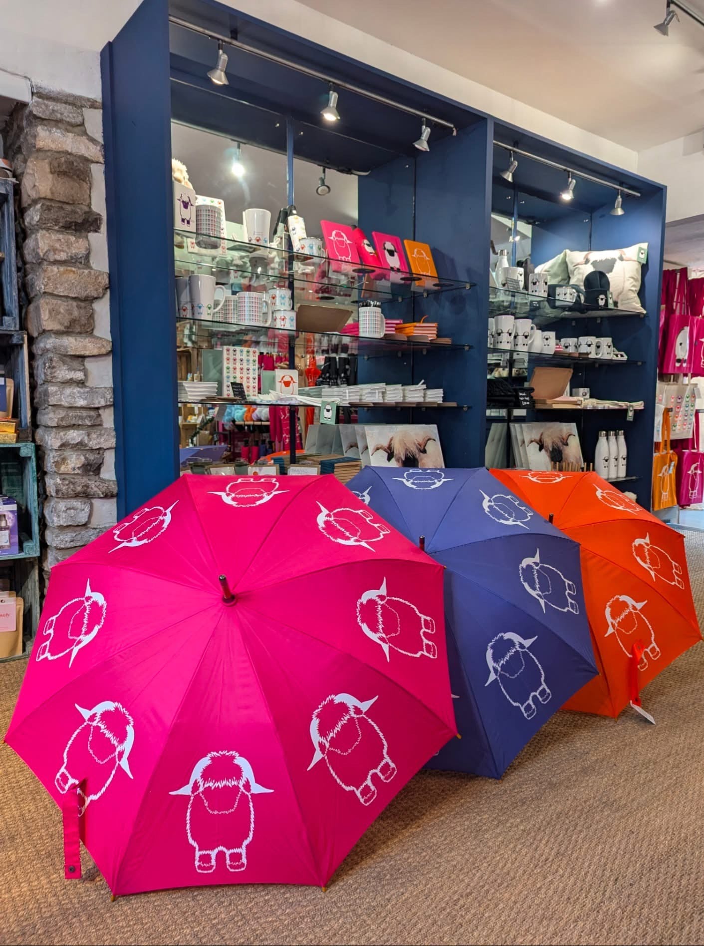 Noodle's Doodles Valais Blacknose Sheep Outline Umbrella - Pink