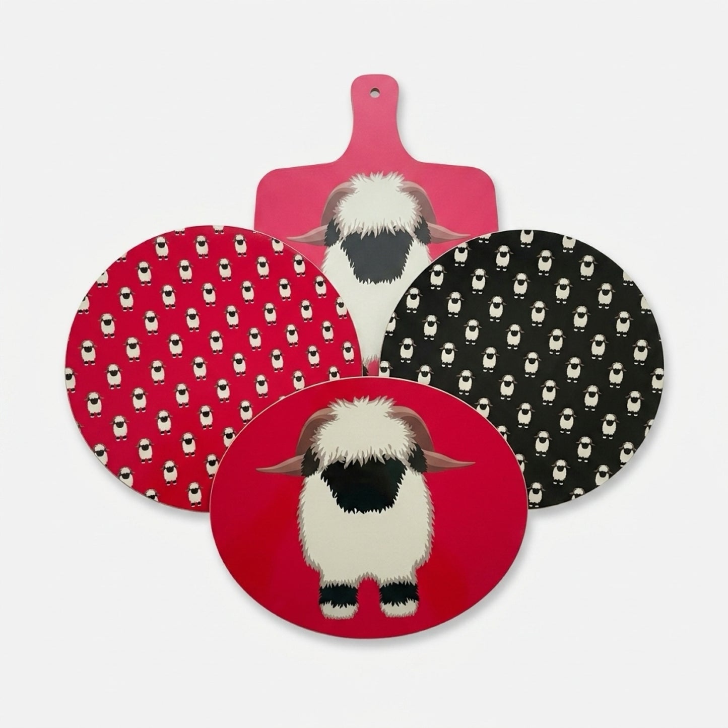 Valais Blacknose Sheep Melamine Tablemats: Charcoal Grey