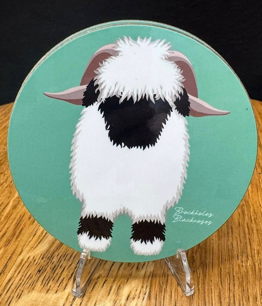 The OG Valais Blacknose Sheep Coaster - Misty Teal