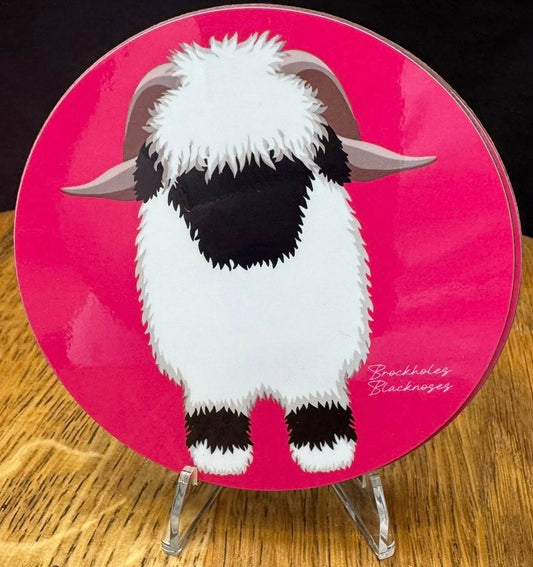 The OG Valais Blacknose Coaster Sheep - Bright Pink