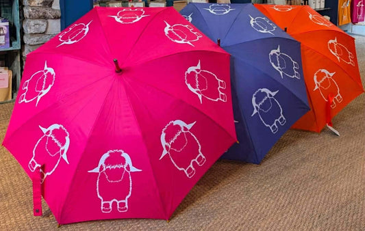 Noodle's Doodles Valais Blacknose Sheep Outline Umbrella - Pink