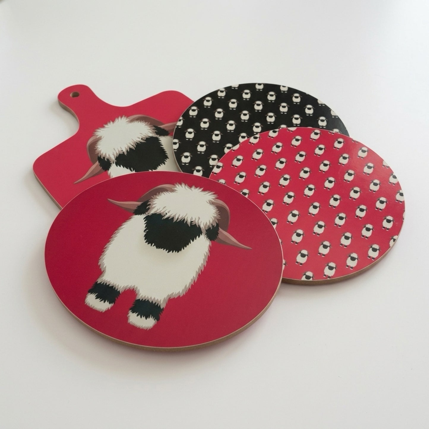 Valais Blacknose Sheep Melamine Tablemats: Charcoal Grey