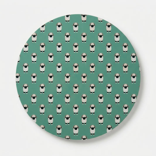 Valais Blacknose Sheep Melamine Tablemats: Misty Teal