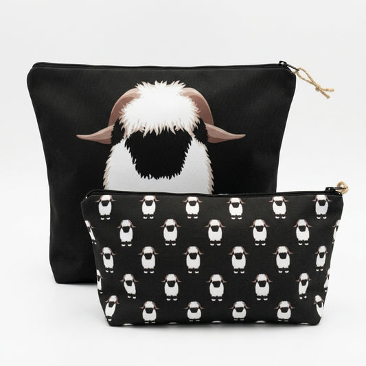 Valais Blacknose Sheep Washbag and Cosmetic Bag Bundle: set of 2