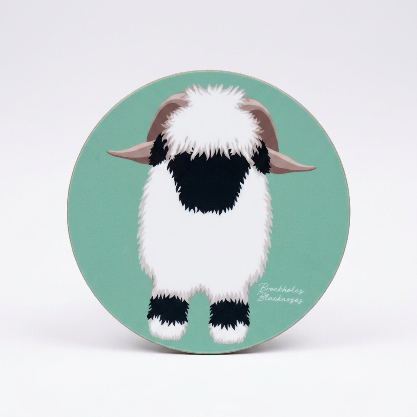 The OG Valais Blacknose Sheep Coaster - Misty  Teal