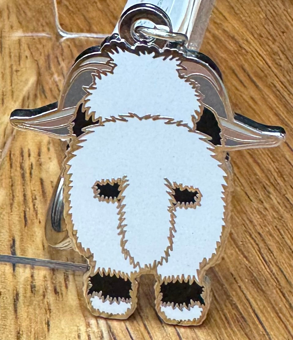Valais blacknose sheep enamel keyring - double sided