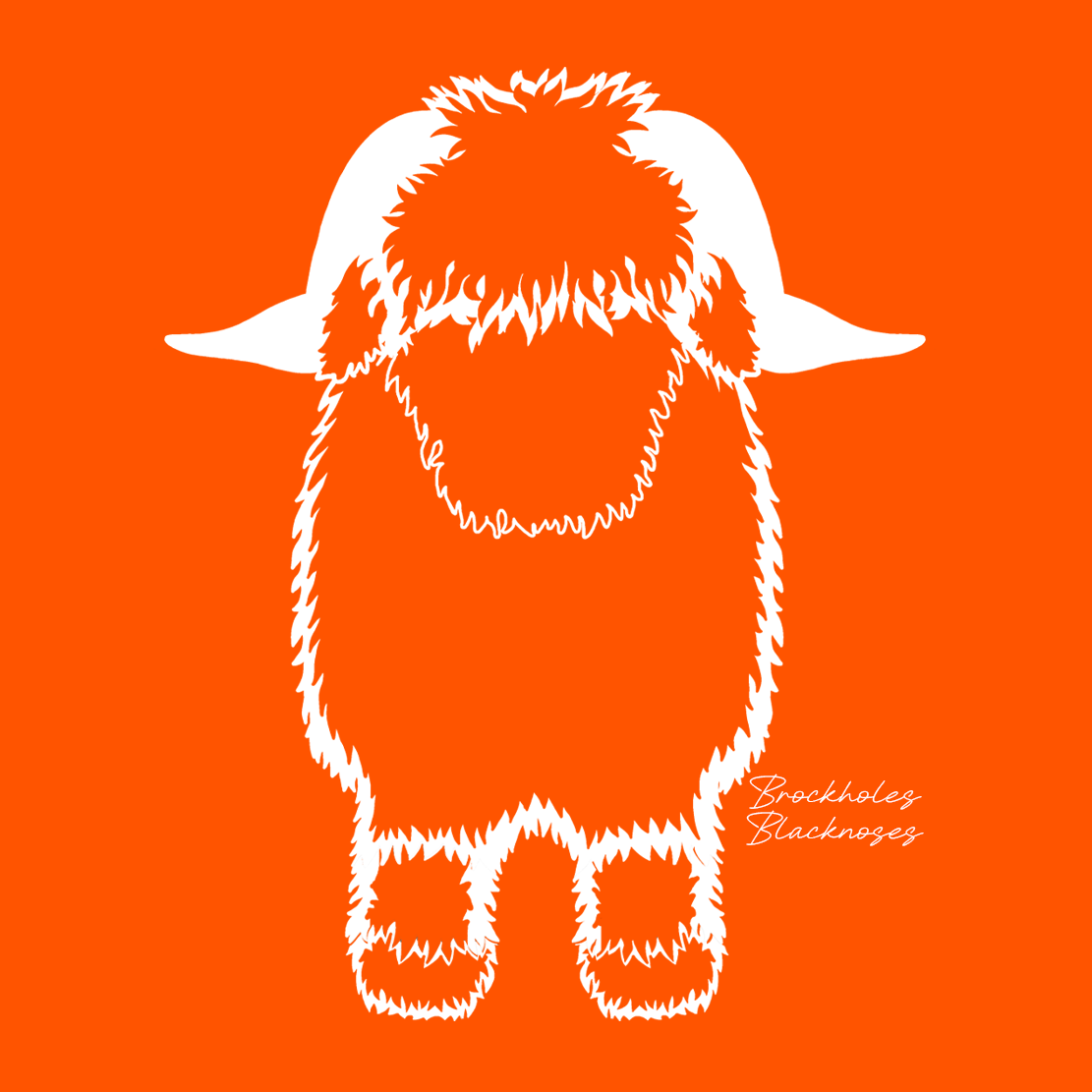 Noodle's Doodles Valais Blacknose Sheep Outline Umbrella - ORange