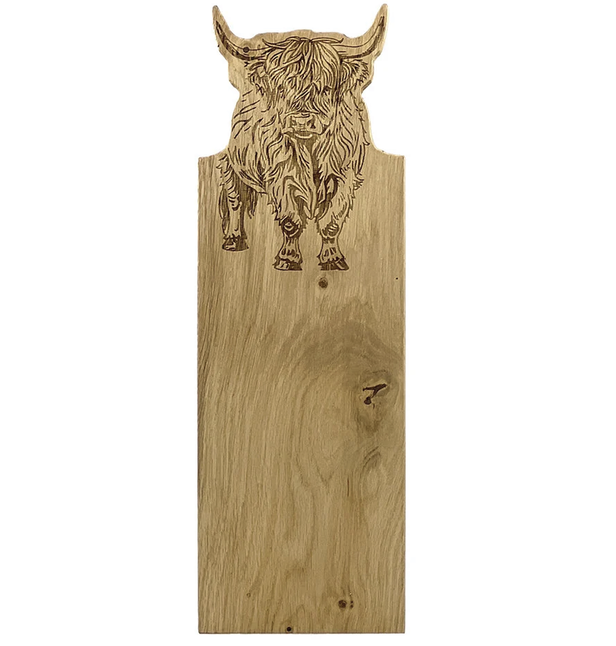Highland Cow Framed Oak Serving Board - Selbrae House