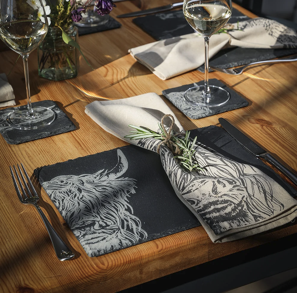 Highland Cow Set of 2 Slate Placemats - Selbrae House