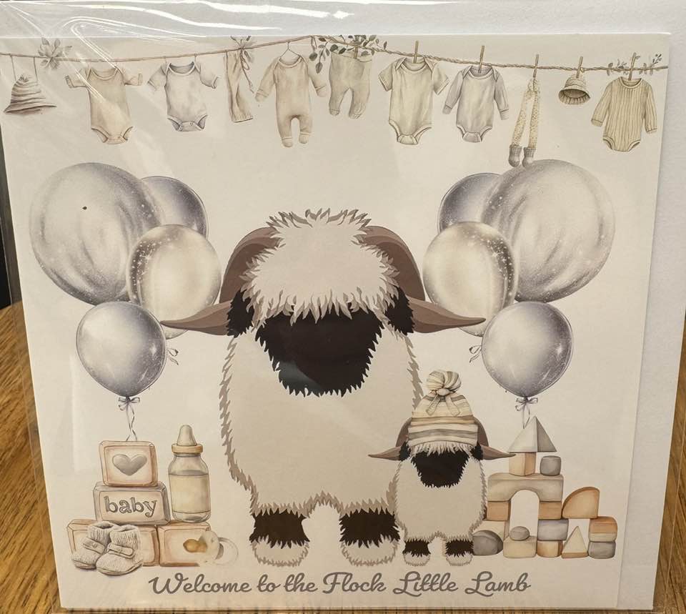 Valais Blacknose Sheep Baby shower/birth  card
