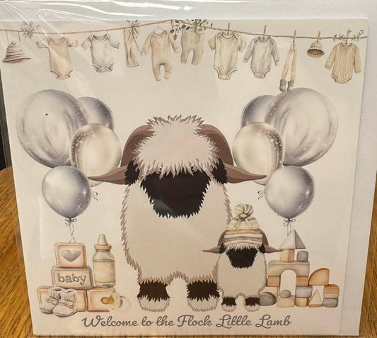 Valais Blacknose Sheep Baby shower/birth  card