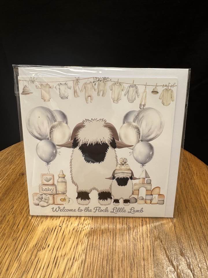 Valais Blacknose Sheep Baby shower/birth  card