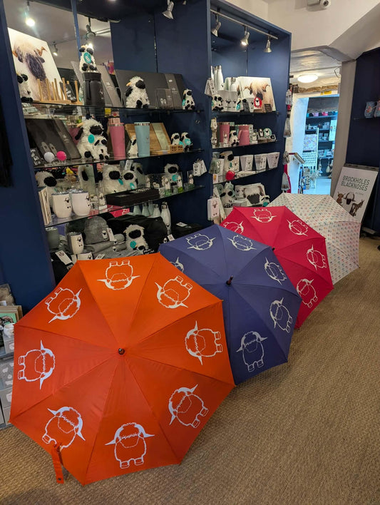 Noodle's Doodles Valais Blacknose Sheep Outline Umbrella - ORange