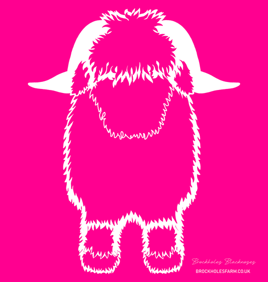 Noodle's Doodles Valais Blacknose Sheep Outline Coaster - Pink