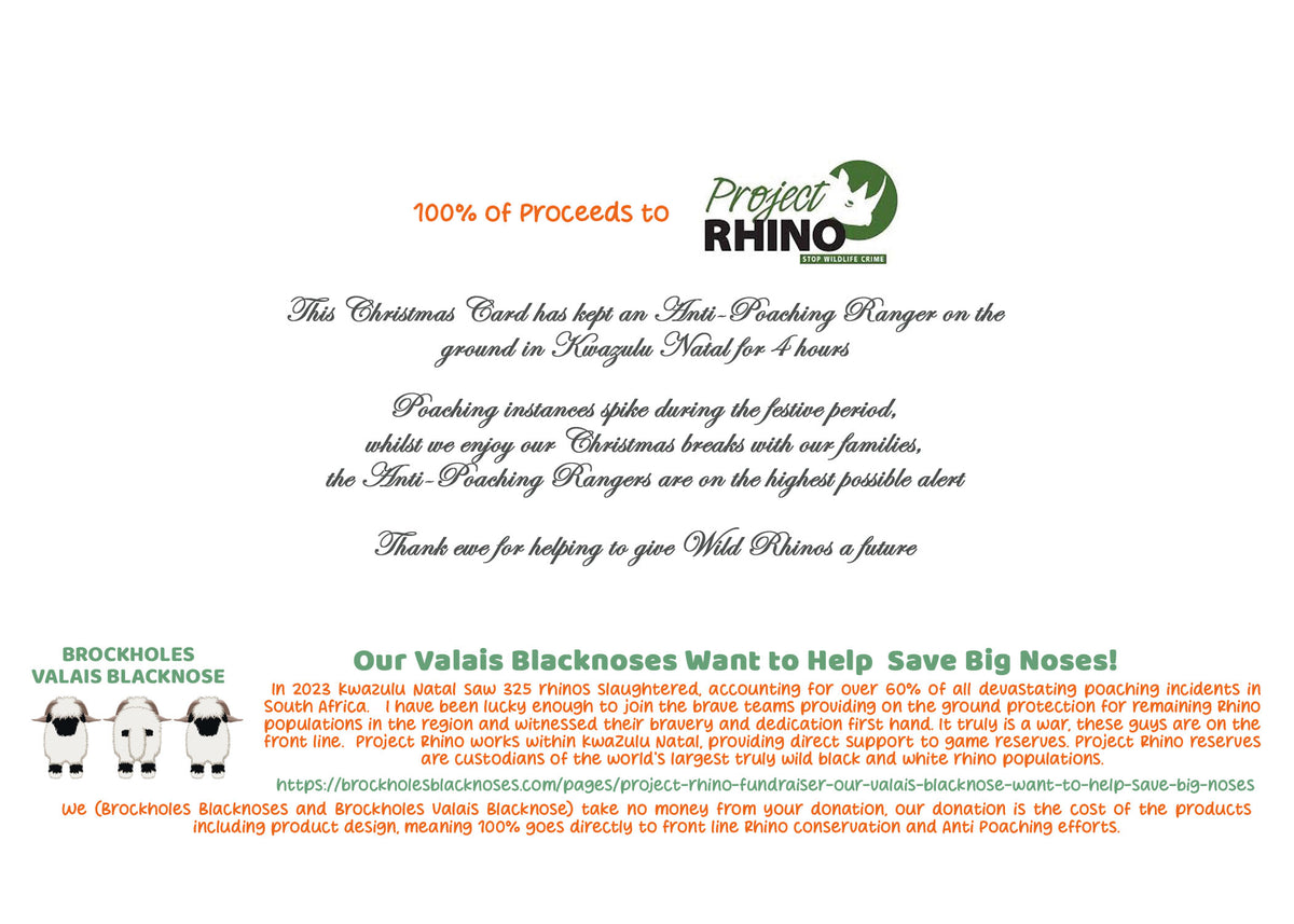 Valais Blacknoses Saving Big Noses: Christmas Card in aid of Project Rhino