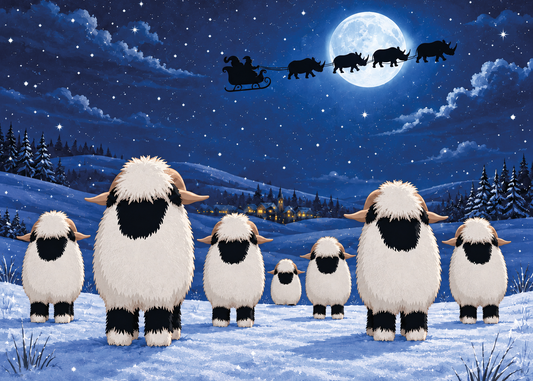 Valais Blacknoses Saving Big Noses: Christmas Card in aid of Project Rhino