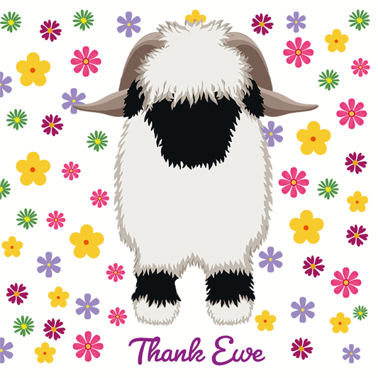 Valais Blacknose Sheep "Thank Ewe" card