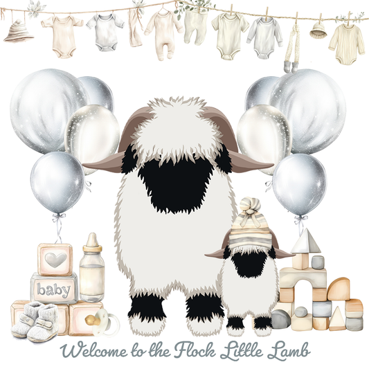 Valais Blacknose Sheep New Baby Card: "Welcome to the World Little Lamb"