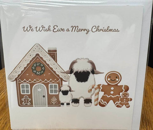 Valais Blacknose Sheep Christmas card We Wish Ewe….